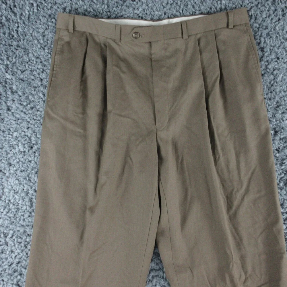Lauren Ralph Lauren Pants Mens 38x32 Brown Green Blend Wool Dress Pant 36x28.5